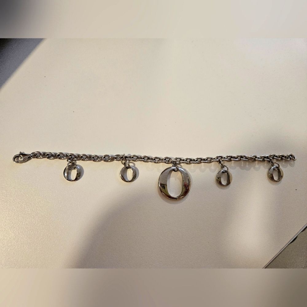 Womens Bracelet silver Steel dangling O gift box included